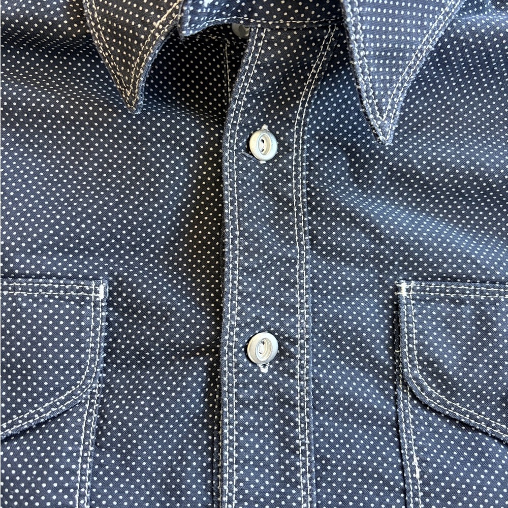 Freenote Cloth Men's Navy Polka Dot Shirt - Picture 3 of 6
